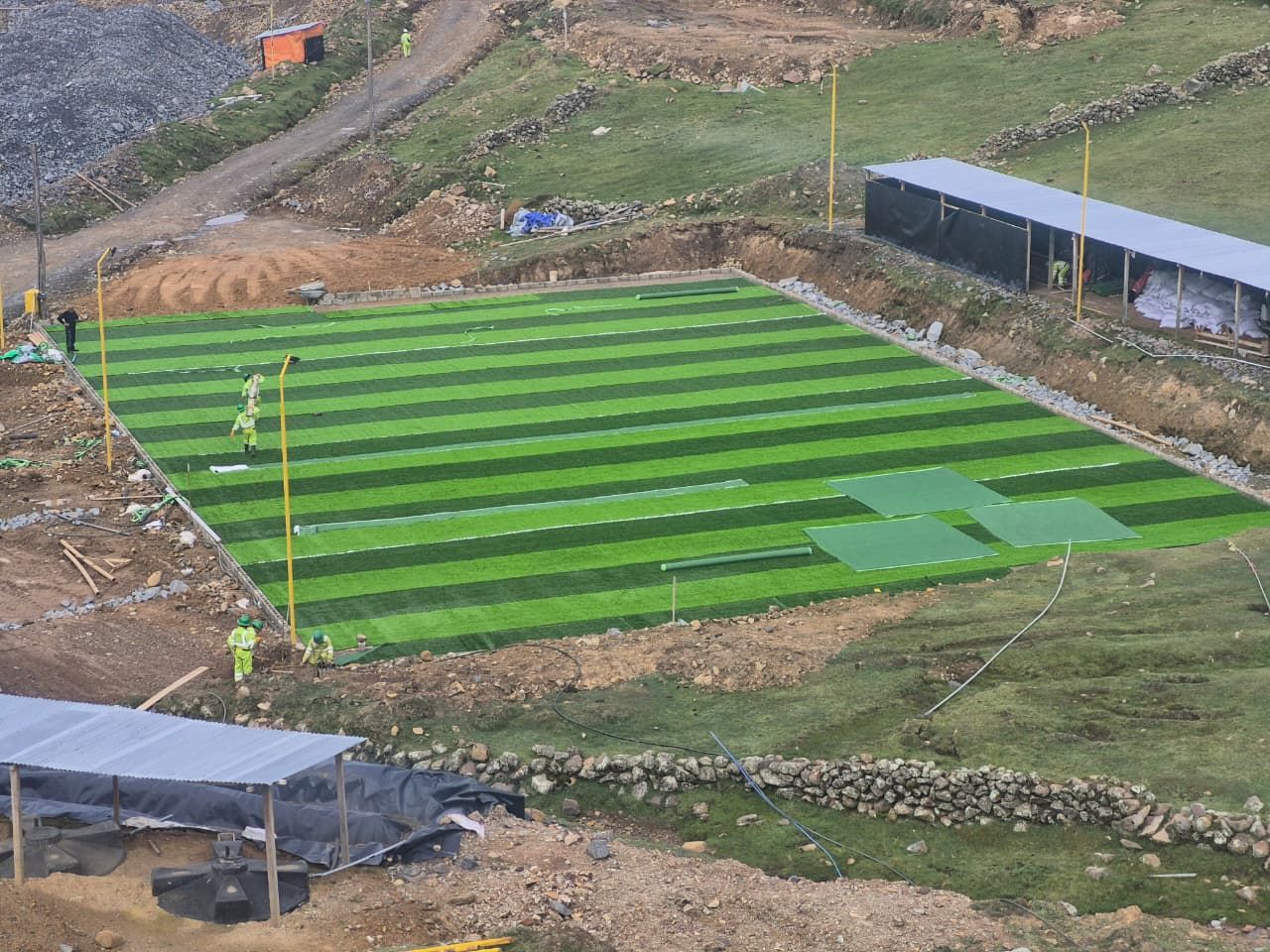 The full-size artificial-turf football pitch Glore built for its workforce